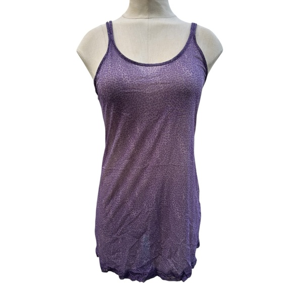 Victoria's Secret SMALL Sheer Purple Leopard Print Lace Mini Slip Dress Gown - Picture 1 of 8